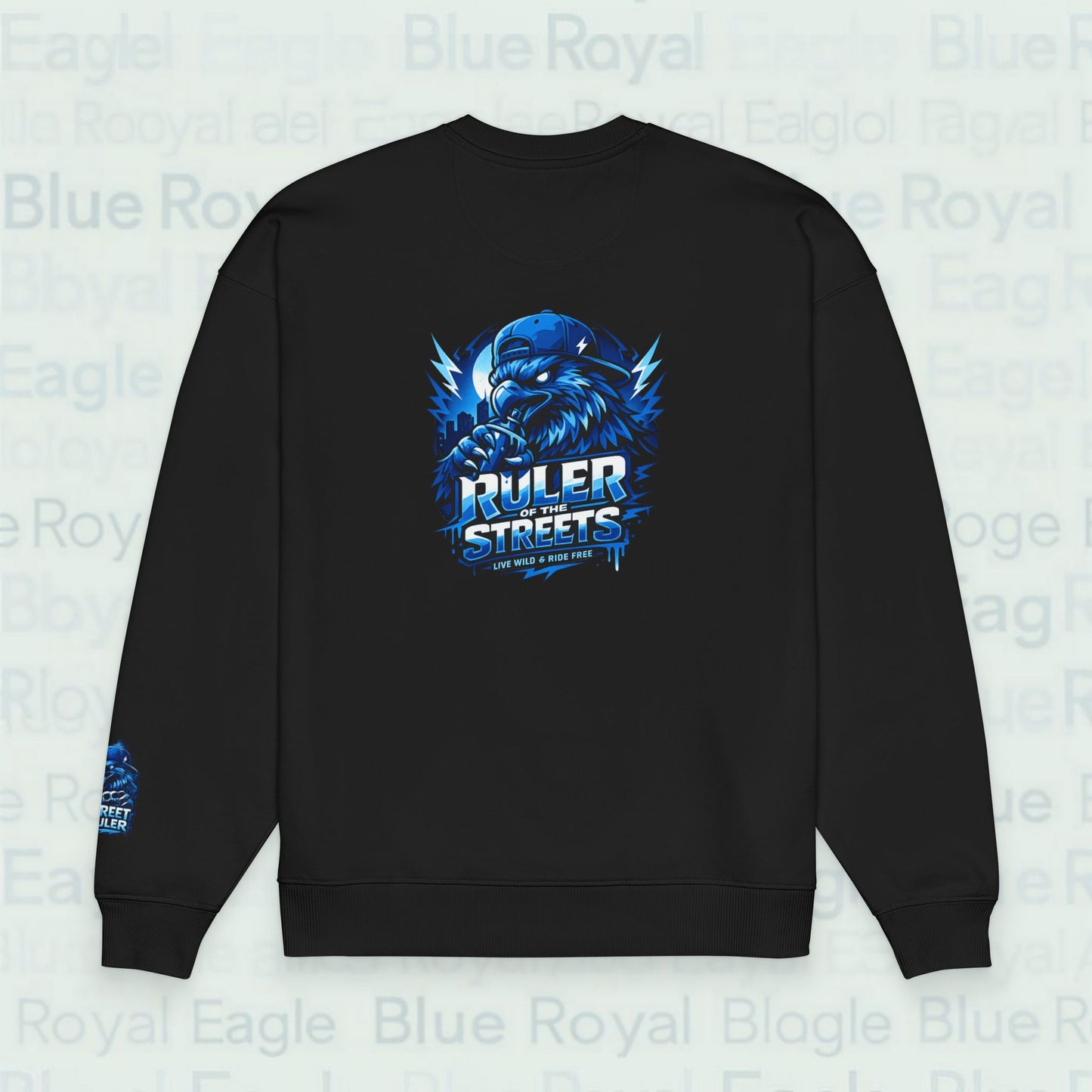 Blue Royal Eagle Street Art Sweatshirt —High-quality Oversized & Organic