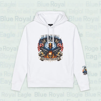 Premium organic patriotic eagle flag hoodie — "Stay True, Stay Loyal" Pullover