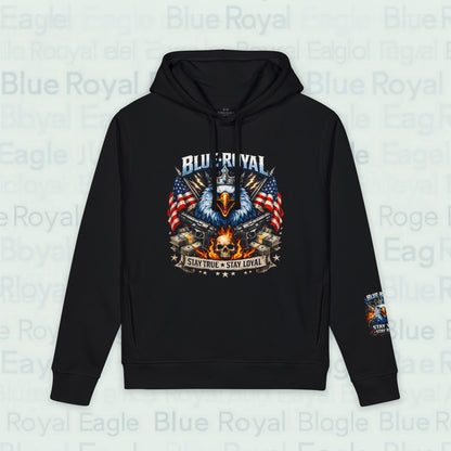 Premium organic patriotic eagle flag hoodie — "Stay True, Stay Loyal" Pullover