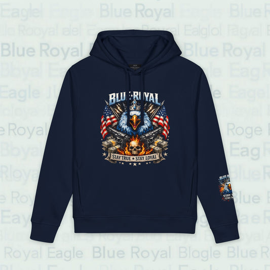 Premium organic patriotic eagle flag hoodie — "Stay True, Stay Loyal" Pullover